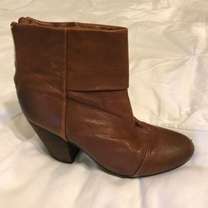 Vince Camuto Stacked Heel Brown Leather Bootie